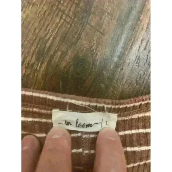 In Loom Womens Large Ribbed Long Sleeve Stripped Loose‎ Henley Style Shirt NWOT - Picture 5 of 9